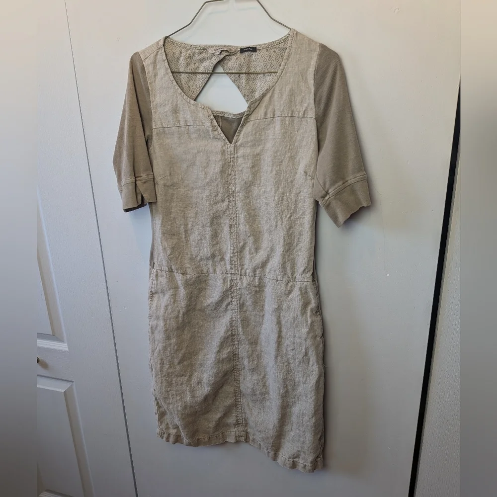sandwich linen dress Sandwich Linen dress with organic print in Signal blue  CW CW